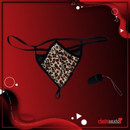 Leopard Grain Underwear Remote control vibrating t-back VP-002